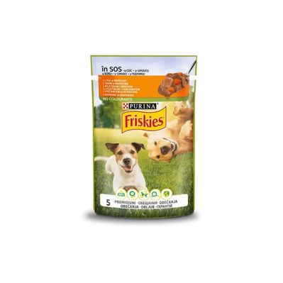 Вологий корм для собак Purina Friskies з куркою та морквою у підливці 100 г (7613035800847)