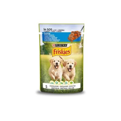 Вологий корм для собак Purina Friskies Junior з куркою та морквою у підливці 100 г (7613035800861)