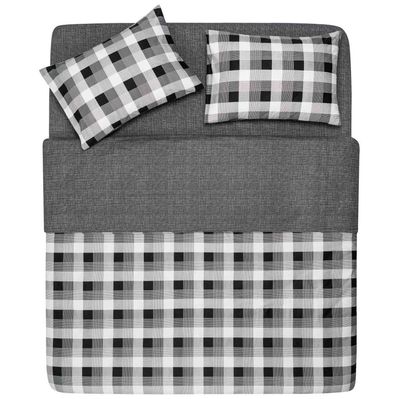 Постільна білизна Ardesto Gloria сатин квадрати сірий євро 200х220 (ART2022SR)