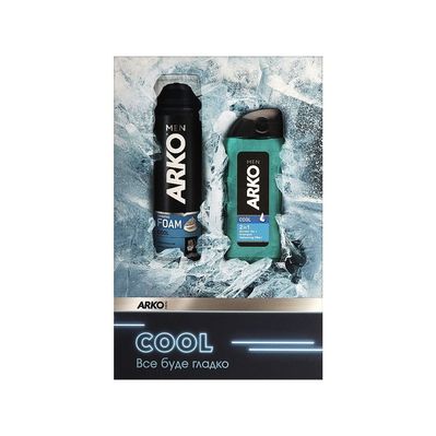 Набір косметики ARKO Men Cool Піна для гоління 200 мл + Гель для душу 260 мл (8690506546717)