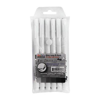 Лайнер Marvy Набір мультилайнерів Сірі відтінки, 6 шт, Marvy (752481469363)