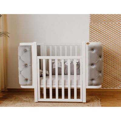 Ліжечко Angelo Luna гудзики біло-сіре (велюр) 120х60 (12011)