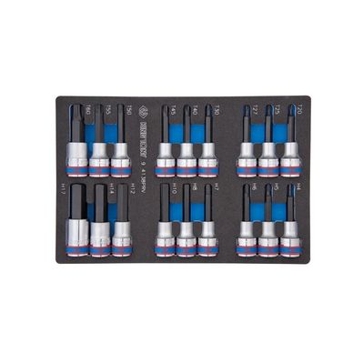 Набір інструментів KING TONY торцевих головок 1/2", TORX, HEX, L = 80 мм, в ложемент, 18 шт. (9-4138PRV)