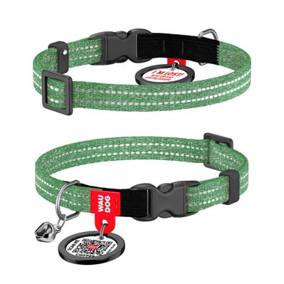 Нашийник для тварин WAUDOG Re-cotton з QR паспортом, пластиковий фастекс XS зелений (164218)