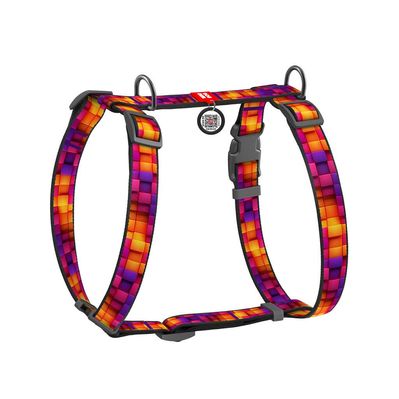 Шлея для собак WAUDOG Nylon з QR-паспортом анатомічна H-подібна "Куби 3Д" пластиковий фастекс XL (323-4057)