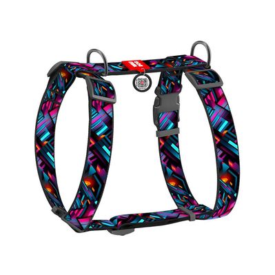 Шлея для собак WAUDOG Nylon з QR-паспортом анатомічна H-подібна "Нескінченні світи" пластиковий фастекс XL (323-4058)