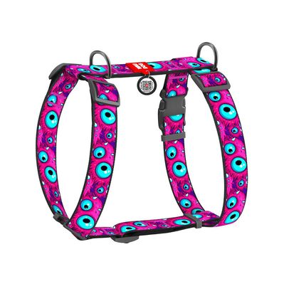 Шлея для собак WAUDOG Nylon з QR-паспортом анатомічна H-подібна "Око монстра" пластиковий фастекс XL (323-4049)