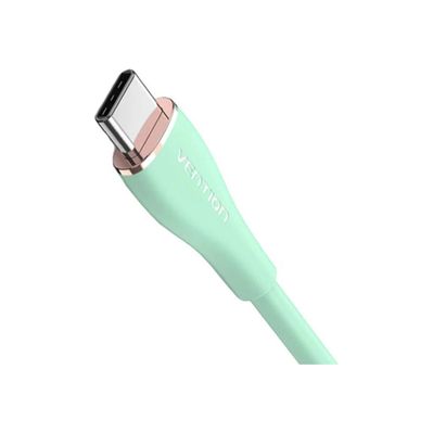 Дата кабель USB-C to USB-C 1.0m USB2.0 100W (20V/5A) Light Green Silicone Vention (TAWGF)