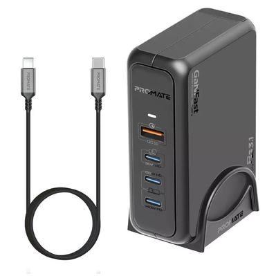 Зарядний пристрій Promate 3xUSB-C + USB-A (ganport-140w.black)