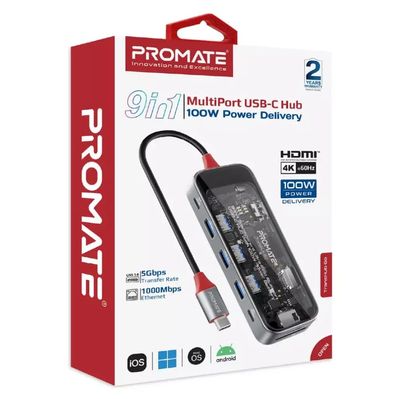 Концентратор Promate USB Hub 9 ports transhub-go (transhub-go)