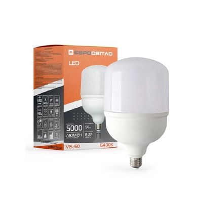 Лампочка Євросвітло 50Вт 6400К (VIS-50-E27)