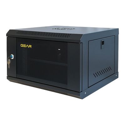 Шафа настінна GEAR 6U 19" 600x450x350 мм, + полка 19", black (GWMSN-6U-600-450)