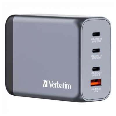 Зарядний пристрій Verbatim GaN 200 W 4 ports (2xUSB-C-100 W,USB-C-65 W /USB-A -3.0) (32204)