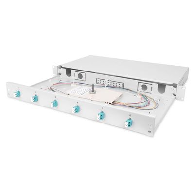 Патч-панель 1U 19", 6xLC duplex, incl, Splice Cass, OM3 Color Pigtails, Adapter Digitus (DN-96330/3)