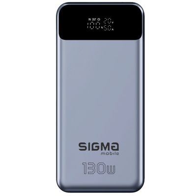 Батарея універсальна Sigma X-power SI30A7QLX 30000mAh, PD/130W, LED, cable 100w, silver (4827798479117)