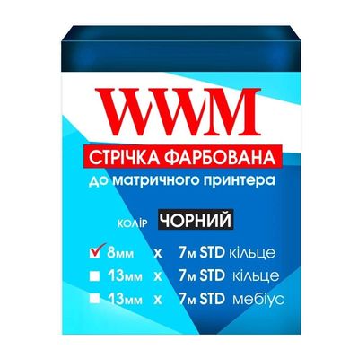 Стрічка до принтерів 8мм х 7м STD к. Black WWM (R8.7S)