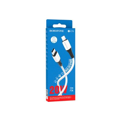 Дата кабель USB-C to Lightning 1.0m 3A 20W silicone BX79 white BOROFONE (6974443384734)