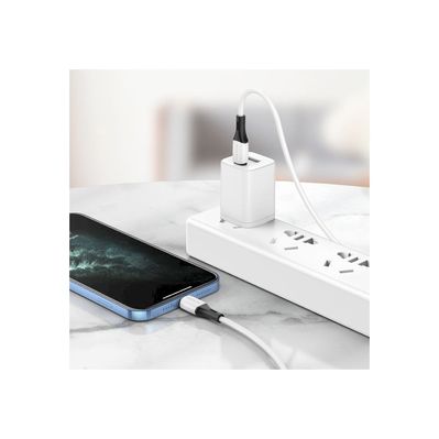 Дата кабель USB-C to Lightning 1.0m 3A 20W silicone BX79 white BOROFONE (6974443384734)