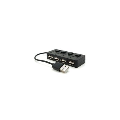 Концентратор Voltronic USB 2.0 to 4xUSB with LED buttons black (YT-H4L-B)