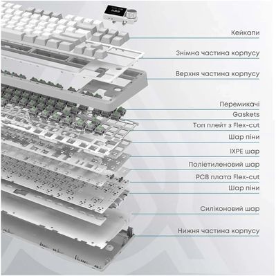 Клавіатура Ajazz AK870 PLUS Murad Switch RGB Wireless/Bluetooth/USB White (AK870-MU-BWD)