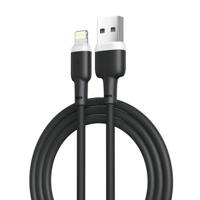 Дата кабель USB 2.0 AM to Lightning 1.0m 2.1A silicone black XO (NB208-L-1-BK)