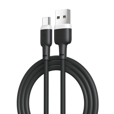 Дата кабель USB 2.0 AM to USB-C 1.0m 2.1A silicone black XO (NB208-TC-1-BK)