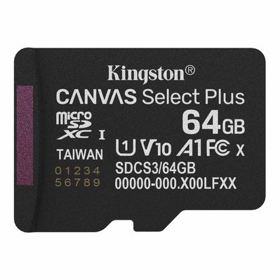 Карта пам'яті Kingston 64GB microSDXC class 10 UHS-I V10 A1 Canvas Select Plus (SDCS3/64GBSP)