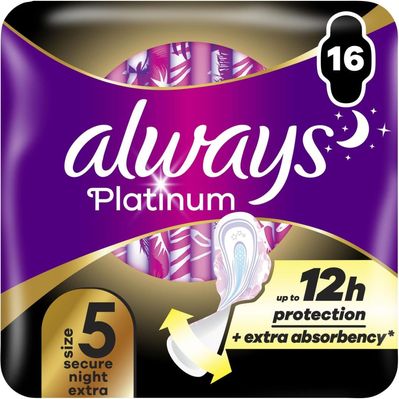 Гігієнічні прокладки Always Platinum Secure Night Extra Розмір 5 16 шт. (8700216452885)