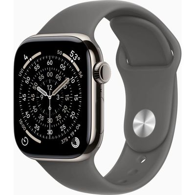 Смарт-годинник Apple Watch Series 11 GPS + Cellular 42mm Natural Titanium Case with Stone Grey Sport Band - S/M (MF8M4RK/A)
