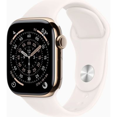 Смарт-годинник Apple Watch Series 11 GPS + Cellular 42mm Gold Titanium Case with Light Blush Sport Band - S/M (MF8W4RK/A)