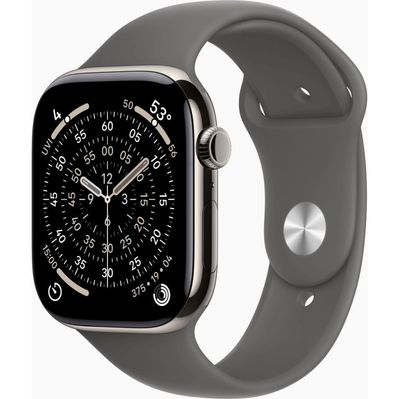 Смарт-годинник Apple Watch Series 11 GPS + Cellular 46mm Natural Titanium Case with Stone Grey Sport Band - M/L (MFCX4RK/A)