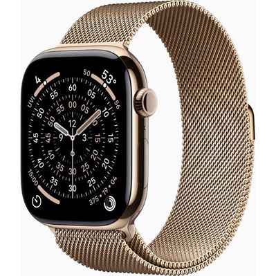Смарт-годинник Apple Watch Series 11 GPS + Cellular 46mm Gold Titanium Case with Gold Milanese Loop - M/L (MFD84RK/A)