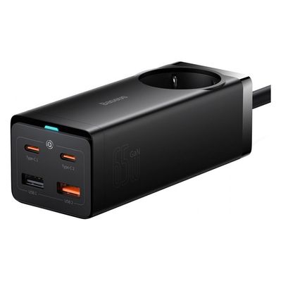 Зарядное устройство Baseus AC + 2xUSB-C 65W + 2xUSB black (PSZM000901)