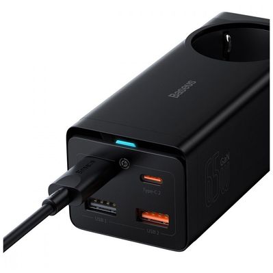 Зарядное устройство Baseus AC + 2xUSB-C 65W + 2xUSB black (PSZM000901)