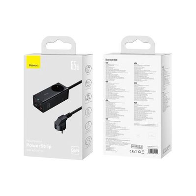 Зарядное устройство Baseus AC + 2xUSB-C 65W + 2xUSB black (PSZM000901)