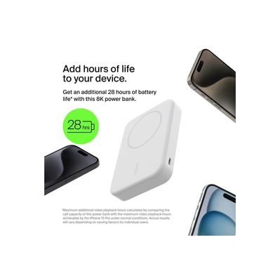 Батарея универсальная Belkin 10000mAh MagSafe Wireless Qi2 White (BPD008BTWH)