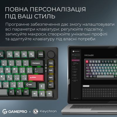 Клавиатура GamePro Asgard Yord Wireless/Bluetooth/USB UA Black (MK266BK)