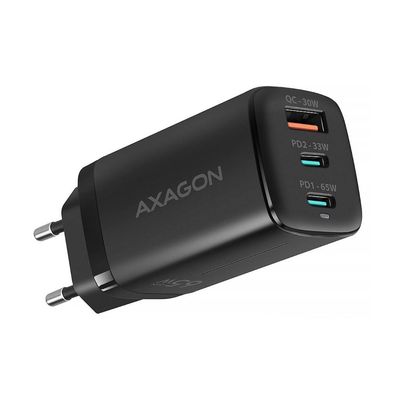 Зарядний пристрій AXAGON 1xUSB + 2xUSB-C 65W QC4+ PD3.0 PPS black (ACU-DPQ65)