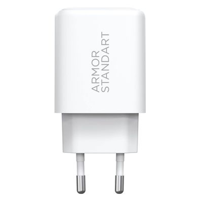 Зарядний пристрій Armorstandart 1xUSB-C PD25W + 1xUSB QC3.0 GaN white (ARM87066)