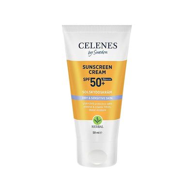 Засіб від засмаги Celenes Sunscreen Cream SPF50+ Dry & Sensitive Сонцезахисний крем для сухої та чутливої шкіри 50 мл (7350104249649)